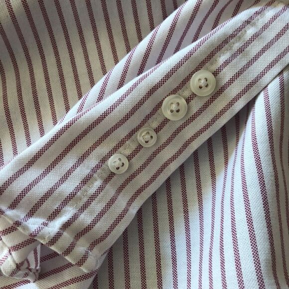 Lands End Oxford Tall Men’s Shirt in red stripe. PolyCotton Made in USA 🇺🇸 - Picture 9 of 12